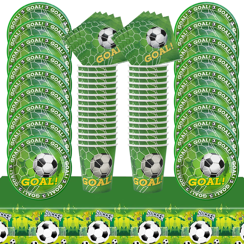 Table Cloth Disposable - Soccer Party Disposable Tableware Paper Plates