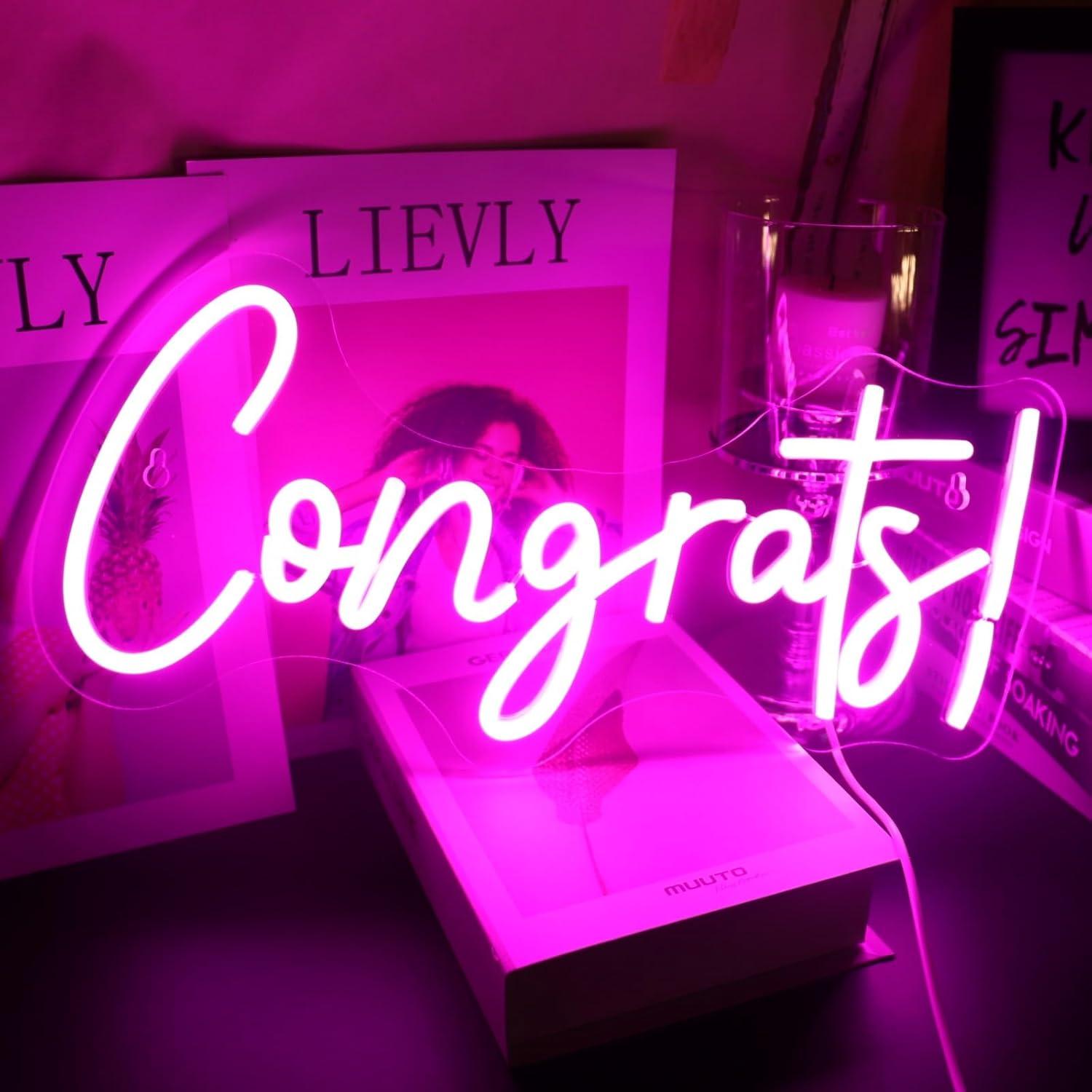 Neon Sign Party - Congrats Neon Sign LED Word Light