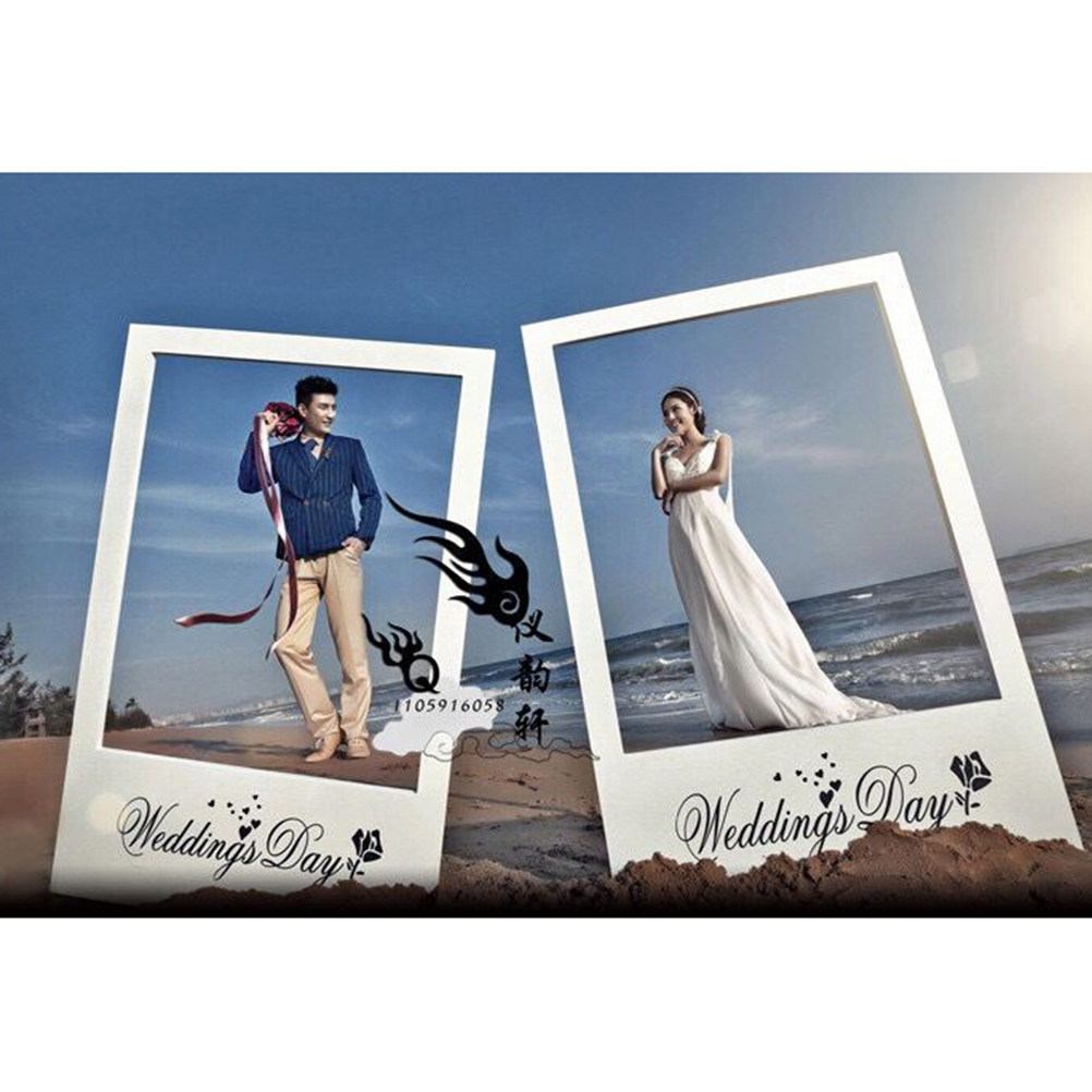 Photo Booth Frame - 3Pcs Creative Couple Photo Frame White