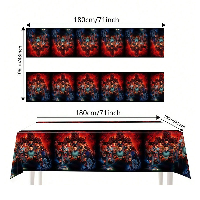 Movie Stranger Things Theme Di - Table Cloth Disposable ulasan dan harga