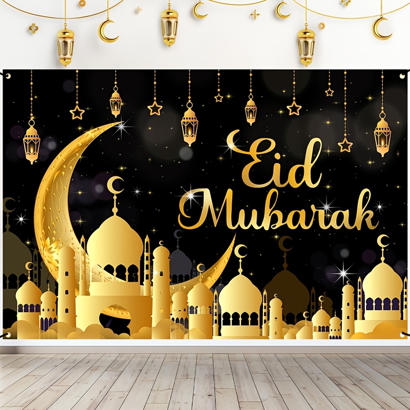 VIKAMA Eid Al Fitr Happy Backg - Party Banner Gold ulasan dan harga