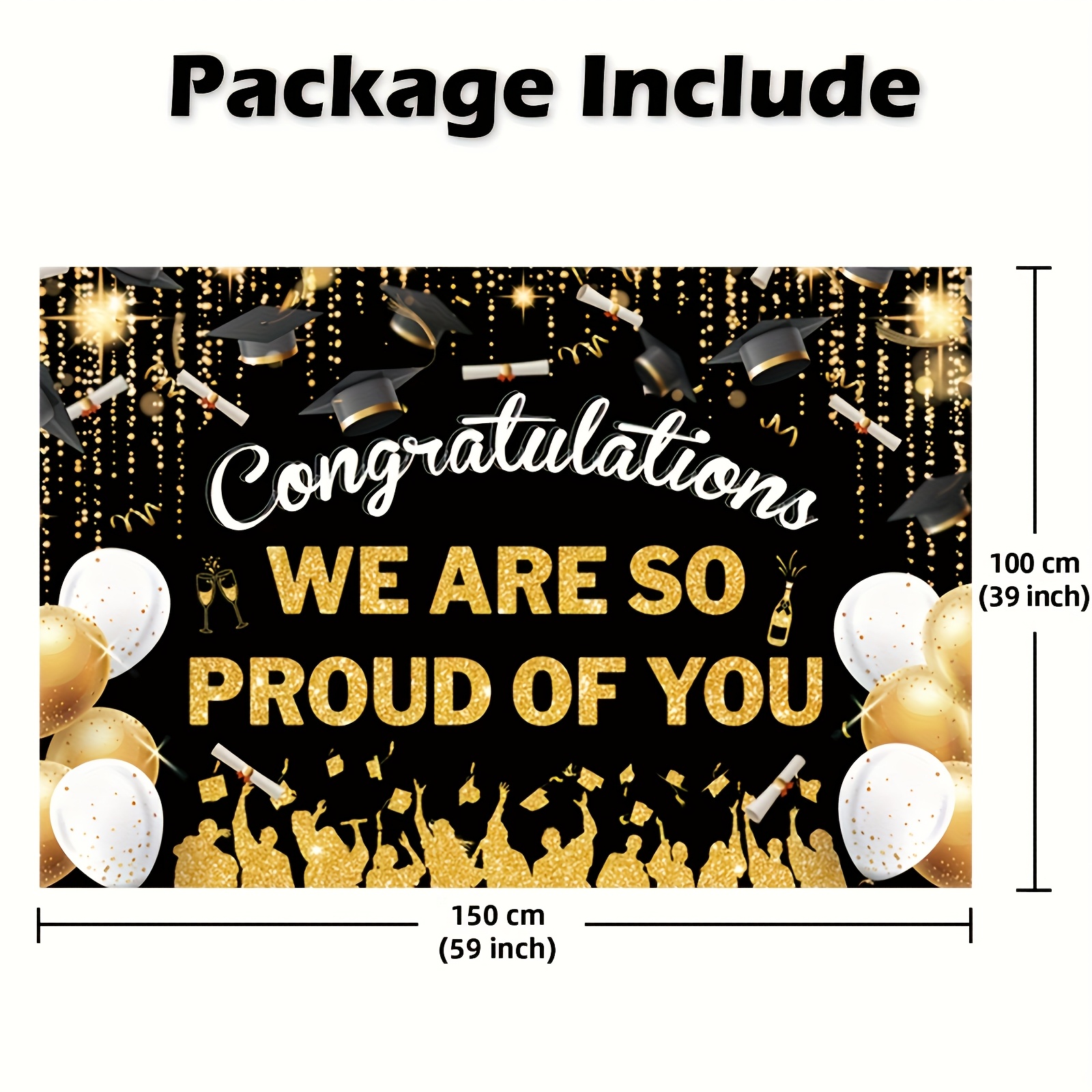 2D FlatGraduation Party Banner - Party Banner Gold ulasan dan harga