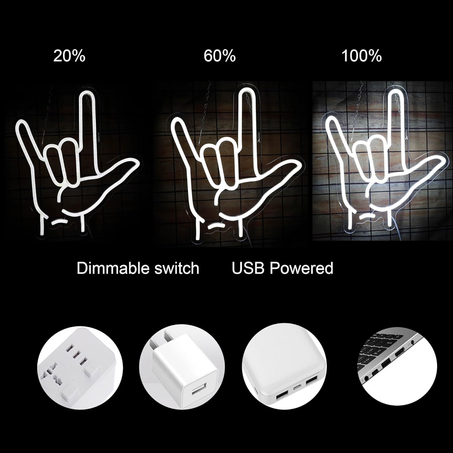Hand Gesture Neon Sign I Love  - Neon Sign Party ulasan dan harga