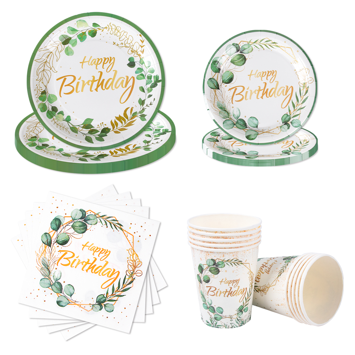 Green Eucalyptus Leaf Happy Bi - Table Cloth Disposable ulasan dan harga