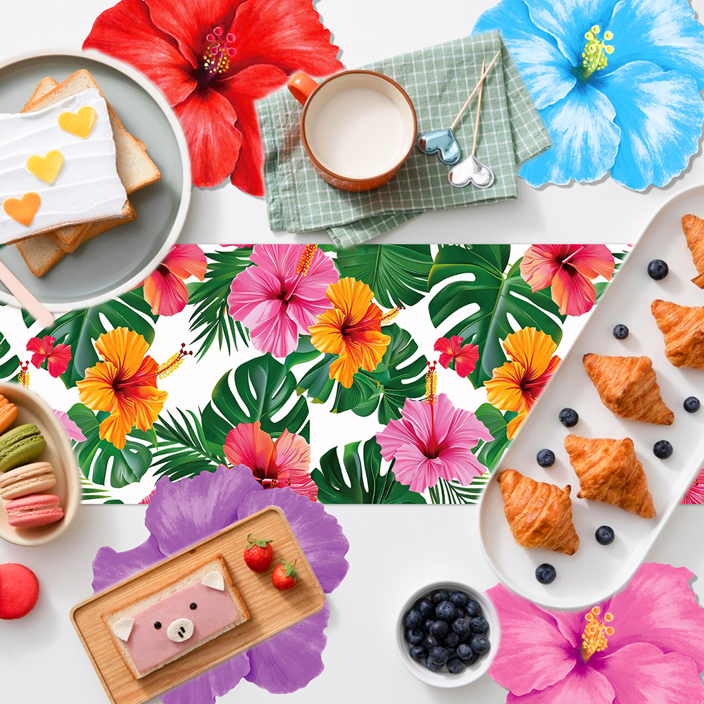 1-3Packs Hawaiian Hibiscus Tab - Table Cloth Disposable ulasan dan harga