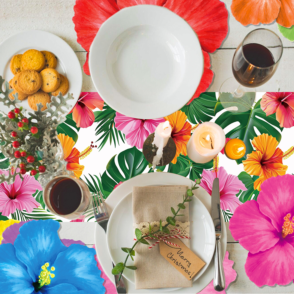 1-3Packs Hawaiian Hibiscus Tab - Table Cloth Disposable ulasan dan harga