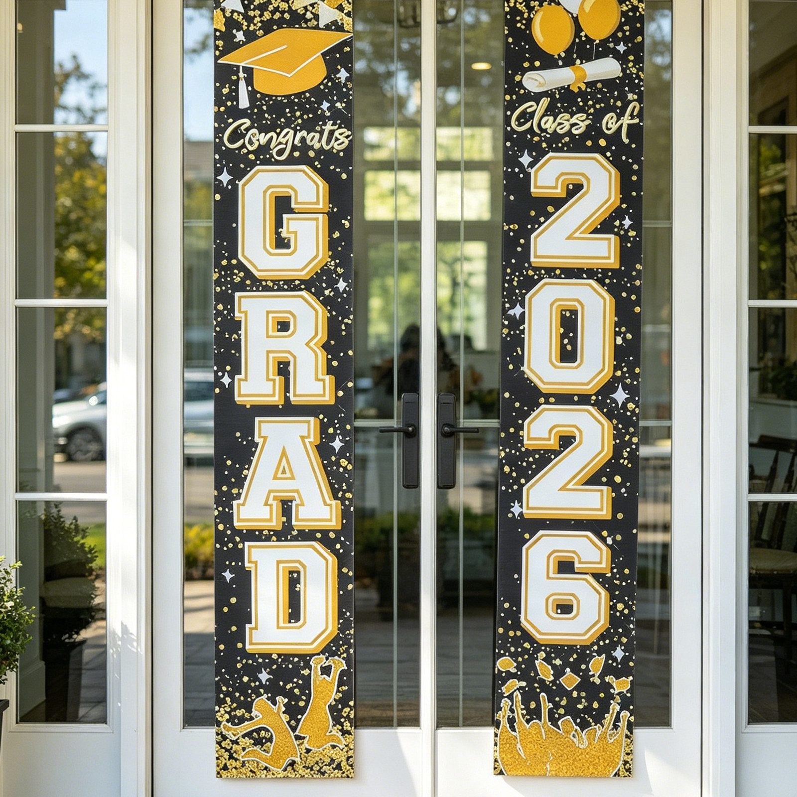 1Pair Graduation Door Couplets - Party Banner Gold ulasan dan harga