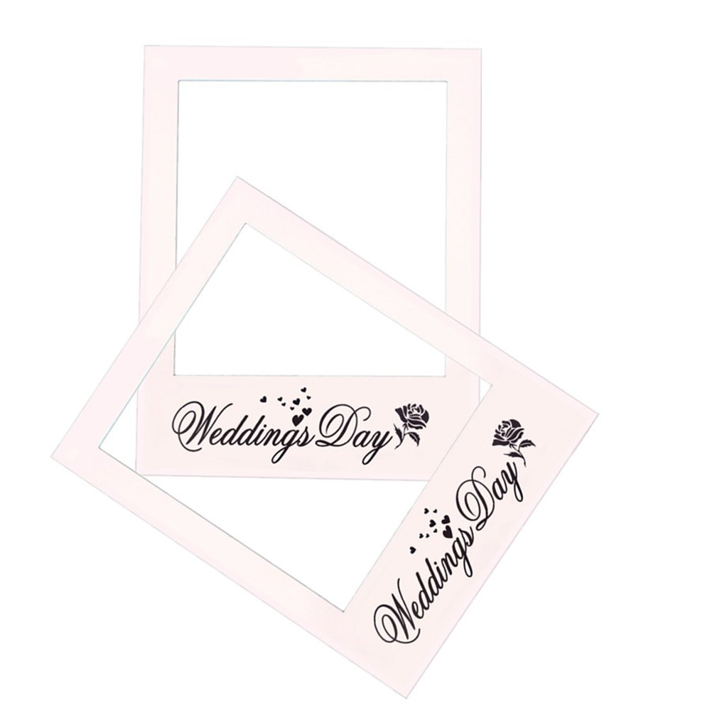 White Wedding Photo Frame DIY  - Photo Booth Frame ulasan dan harga