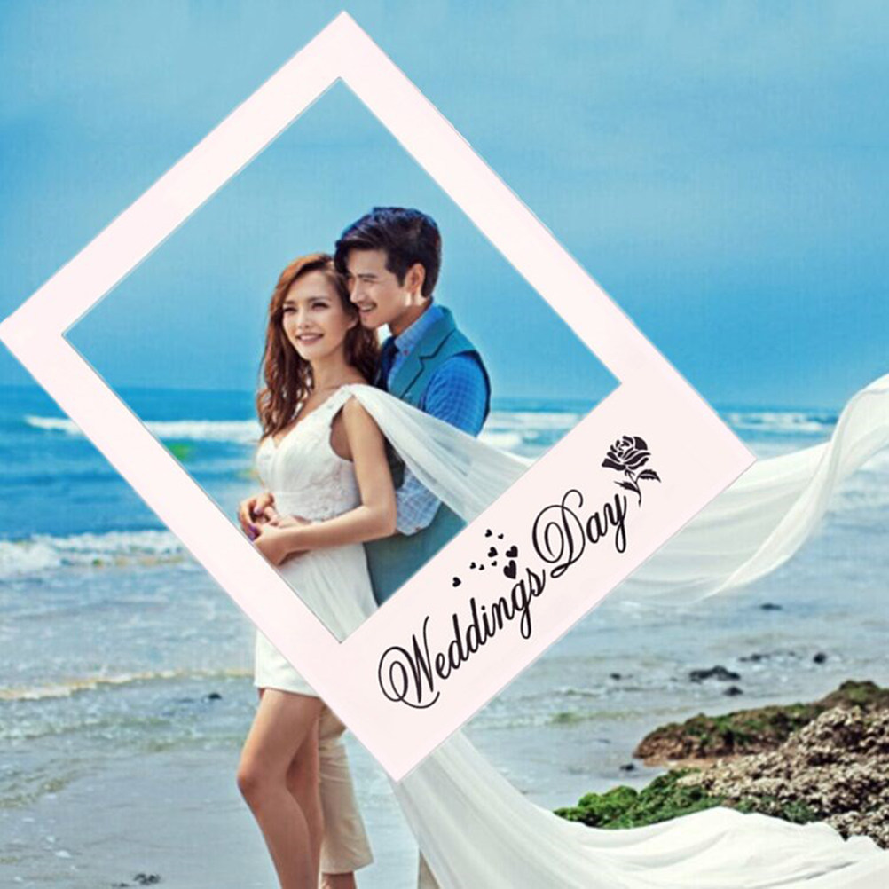 White Wedding Photo Frame DIY  - Photo Booth Frame ulasan dan harga