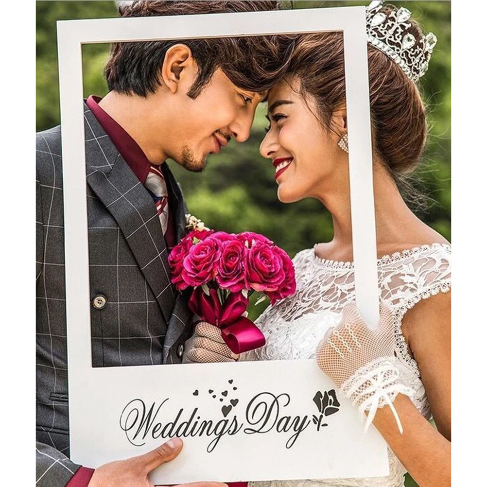 White Wedding Photo Frame DIY  - Photo Booth Frame ulasan dan harga